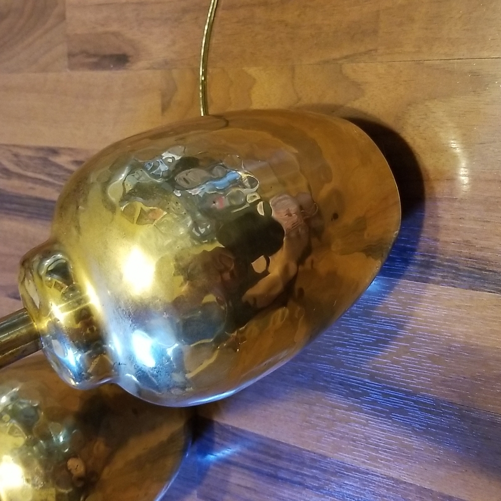Pair of Gold Metal Hammered Brass Ginger Jar Shaped Lights Lamps - Picture 3 of 15